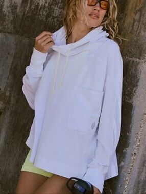 Free People Movement Pullover Women’s White Pocket Hoodie Long Sleeve Top M